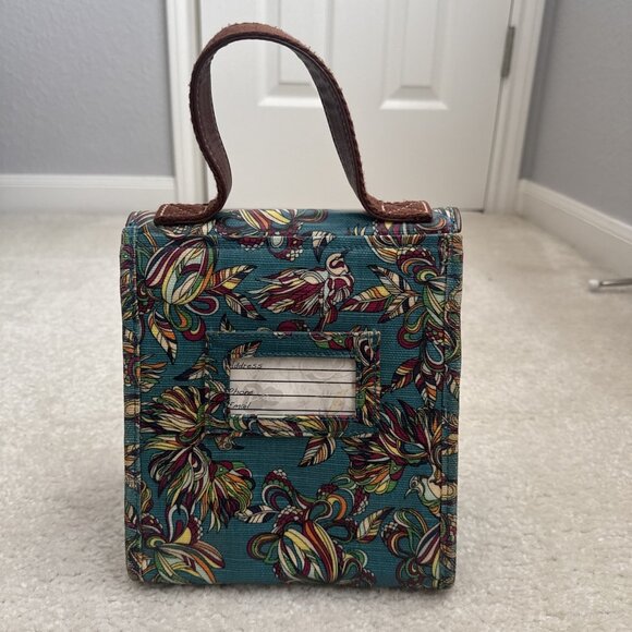 Sakroots Lunch Bag Box Flap Insulated Blue Print Coated Canvas Bird Pattern - Picture 6 of 10